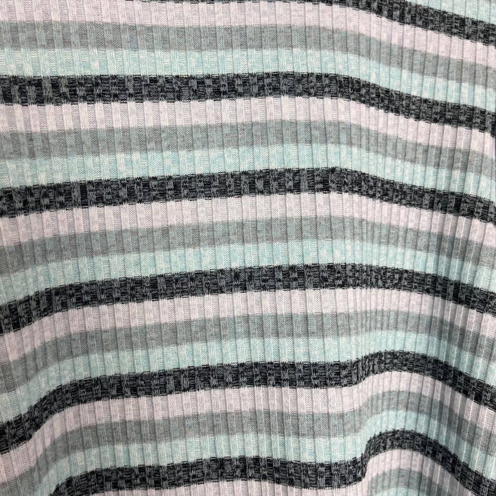 NWT Maeve Anthropologie Blue Striped Ribbed Turtleneck Sweater Puff Sleeve‎ XL - Picture 6 of 9
